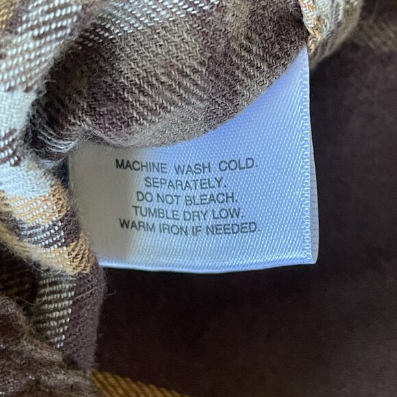 Roebuck & Co Flannel Vintage Men XL Western Rockabilly Brown Plaid Elbow patches - Picture 6 of 8